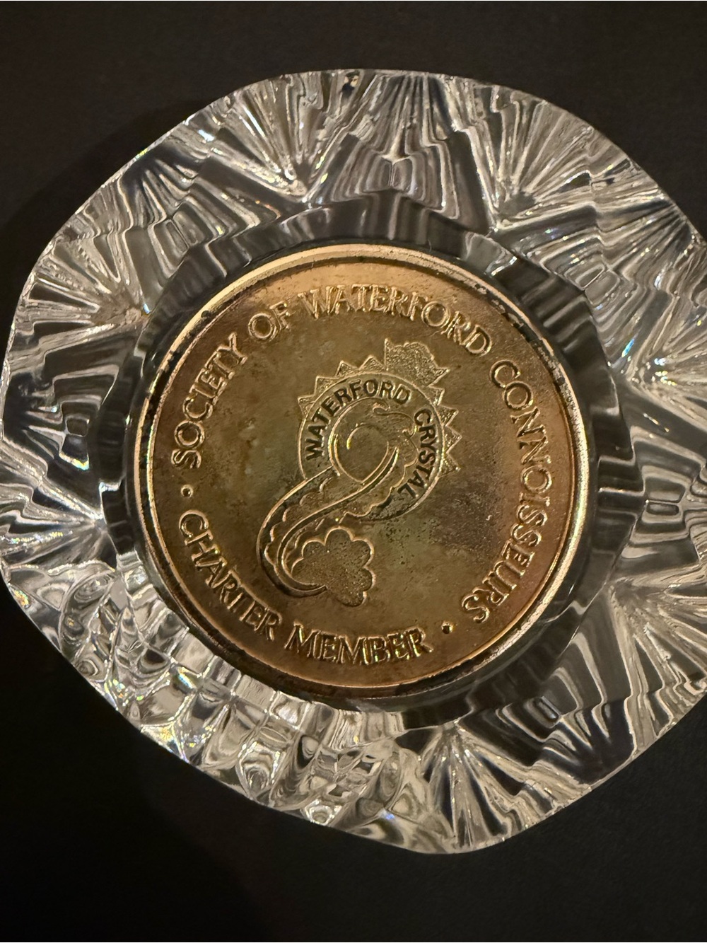 Vintage Crystal Waterford Society of Connoisseurs Coin Paperweight